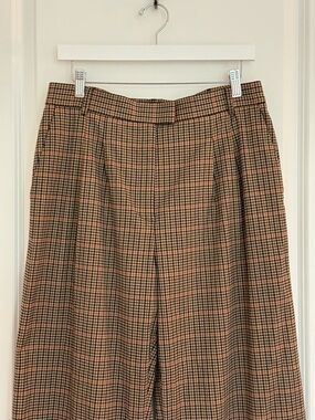 Alex Marie Plaid Wide-Leg Trousers - Brown Cream Black with Subtle Rust